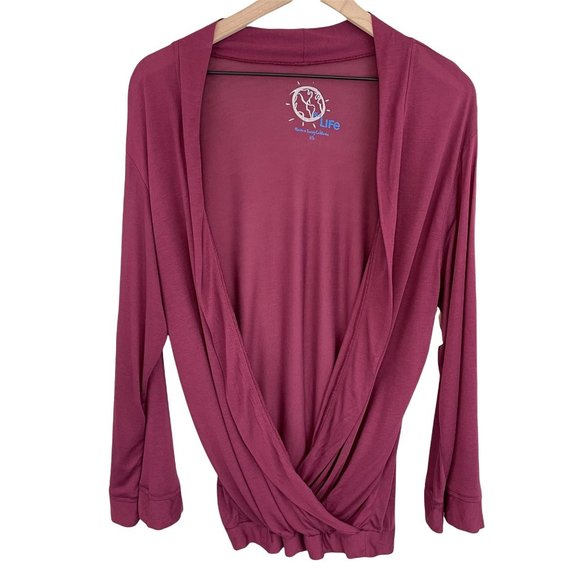 Blue Life garnet burgundy surplice overlap long sleeve kimono top extra small - Picture 11 of 11